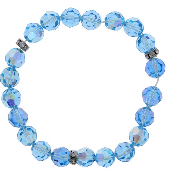 Swarovski Crystal, Blue, Aquamarine AB,  Crystal Bracelet, Aurore Boreales, Elastic Bracelet, 8mm Beads, Stretch, Genuine Crystal