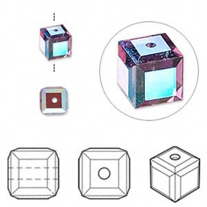 5601 Swarovski Crystal Cube - 6 mm - Amethyst AB - 10 PCS - Vintage swarovski Cubes-Wholesale Pricing - Low Prices, Ships From USA quickly !