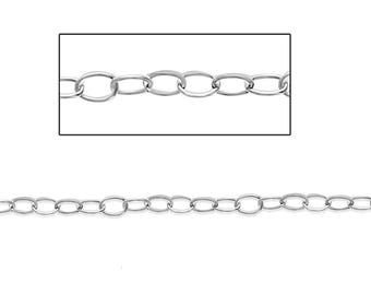 Sterling Silver Chain by the Foot, 3 FEET, Cable chain, Small Extension Chain, Chain for jewelry 925 Sterling silver, Wholesale Chain, 1808
