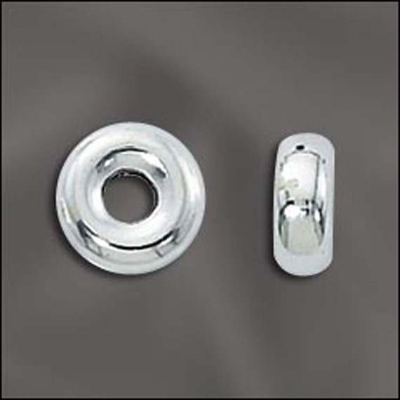 Sold Per 2 Pieces Sterling Silver 8mm Smooth Donut Shaped Beads