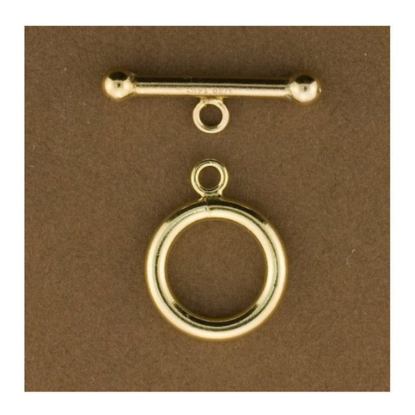 5sets, Gold Filled 12mm Toggle Clasp for Jewelry.  12mm Ring. 19mm Bar. 14kt Gold Filled. Medium Gold Toggle, Bead End Ring and Stick,GFTG09