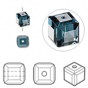 5601 Swarovski Cube Bead - 6 mm - Montana - 10 PCS - Vintage swarovski Cubes - Wholesale Pricing - Low Prices, Ships From USA quickly !