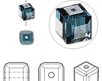 5601 Swarovski Cube Bead - 6 mm - Montana - 10 PCS - Vintage swarovski Cubes - Wholesale Pricing - Low Prices, Ships From USA quickly !