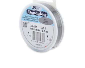 Beadalon 49 Strand Beading Wire .024 30ft Spool - Free Shipping - Beading String Tiger tail Beadalon 49 24 30 Beading Wire, thicker wire