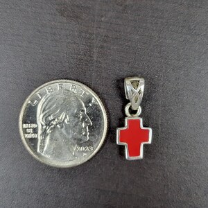 Sterling Silver ,Red Onyx, Mother of Pearl or Purple Stone cross with filigree for charm bracelet or necklace, Small Cross , Sterling Silver Bild 5