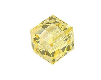 5601 Swarovski Crystal Cube Bead, 4mm, Jonquil, 24 PCS - Vintage Swarovski Cube, Square Crystal Bead, Genuine Swarovski
