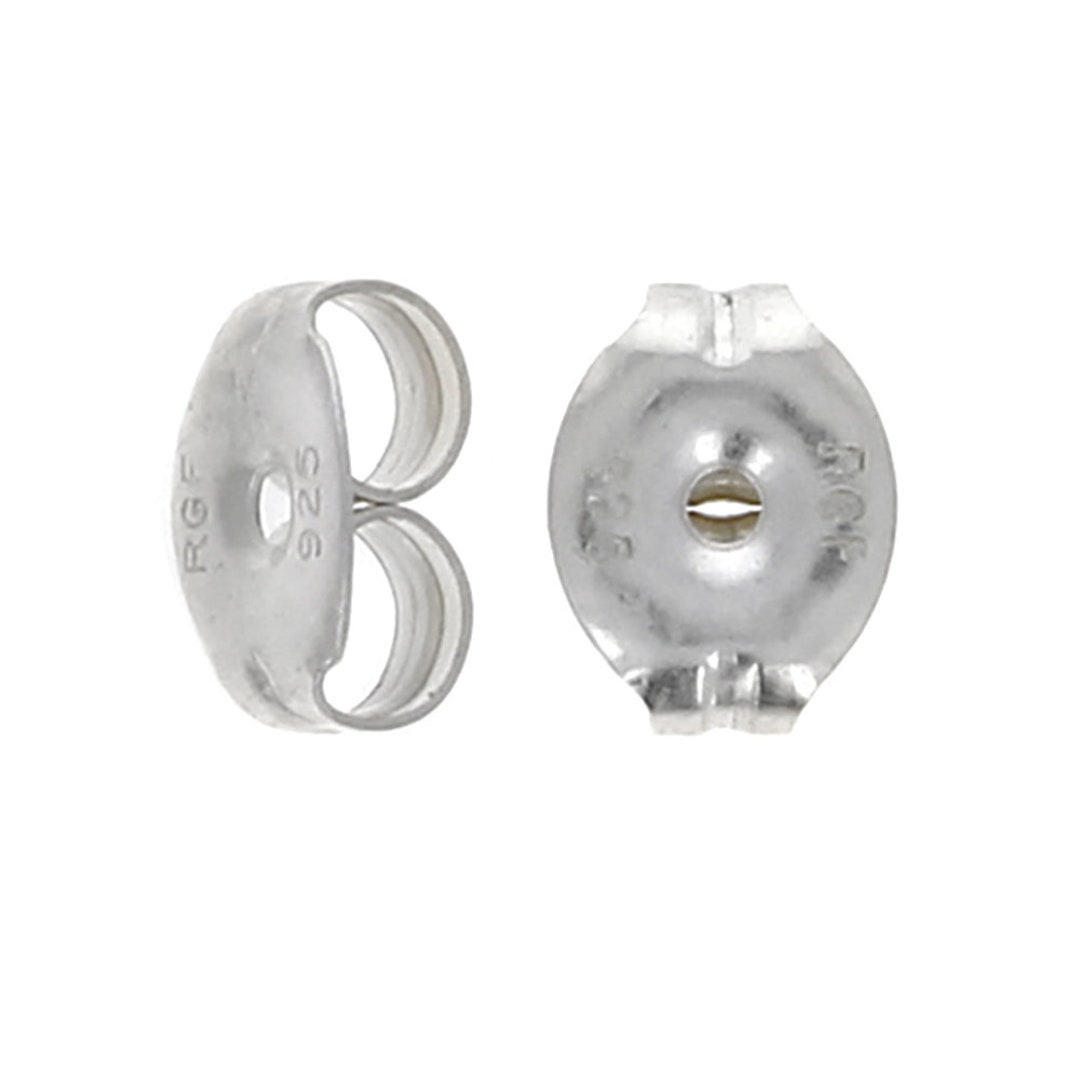 Sterling Silver 925 Ear Nuts Stopper 6mm Disc Earring Backs