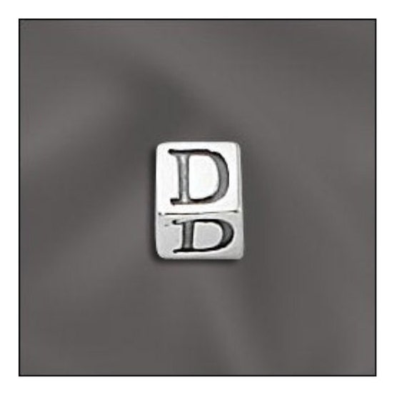 Sterling Silver Letter Beads 4.5mm Cube Beads 3mm hole