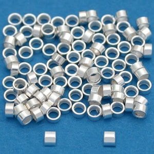 Sterling Silver Crimp Beads, 2x1 silver crimp tubes, 925 Sterling Silver Crimps, sterling Silver Crimps, Silver Crimps, 100 PCS