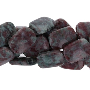 Rectangle Shaped Ruby Zosite, Flat unique Beads, 2 hole, Zosite Beads, 18x26mm Rectangle Zosite, Wholesale Beads, Green and Red Color