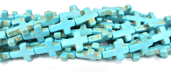 12x16mm Craft Howlite Turquoise Gemstone Cross Loose Beads 16/'/' Strand
