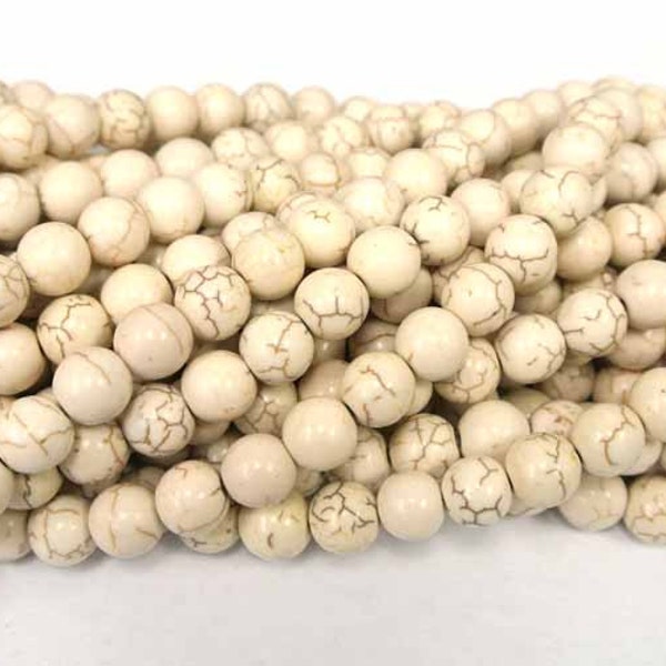 10mm round Beads, White Magnesite Beads, Howlite round beads, White / Cream beads for Jewelry Design, Wholesale Beads