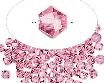 Swarovski Crystal Bicones, 4mm 5301 Swarovski Crystal Bicones, ROSE 5328, Swarovski Crystal Beads, Crystal Bicone Beads, 100 PCS