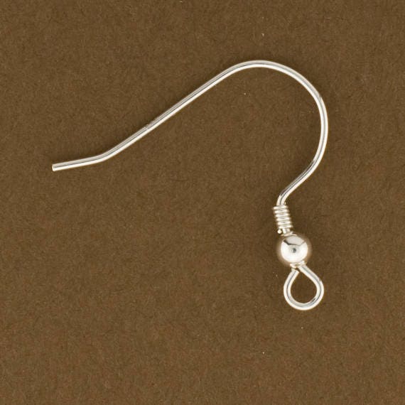 Sterling silver Earwires, Earring hook, Ear Wires with Ball and Coil, 925 Earring Hooks, 50 Pairs, Earring Wires, Wholesale Findings. SS110