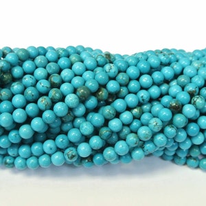 4mm Turquoise Beads, 1 Strand, Turquoise Round Beads, A Quality Howlite Turquoise Beads, Wholesale Beads, Turquoise Beads for Jewelry