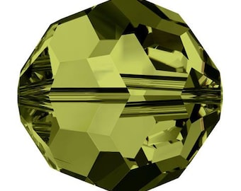 Swarovski Crystal Bead, 4mm, Crystal Beads, 20PCS, Swarovski Crystal Jewelry, Swarovski Round Beads, Olivine, 5000, Wholesale Swarovski