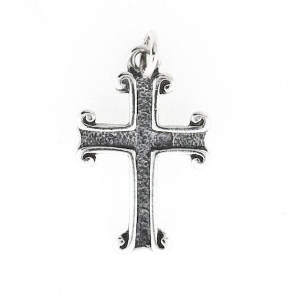 Sterling Silver Cross Charm - Vintage Look Cross Pendant charm for necklaces or charm bracelets - .925 Sterling silver Cross Charm