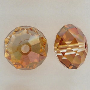 5040 Swarovski Briolette Crystals, 24pc, 8mm, Faceted Rondelle Beads, Crystal Copper, Wholesale Rondelle Beads, Genuine Swarovski