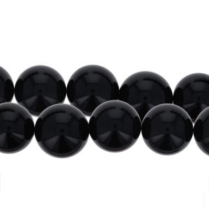 20mm Black Onyx Round Beads, 1 Strand of Genuine Onyx Stone Beads, Approx 20 Beads per Strand, Genuine Stone Beads, Wholesale Onyx