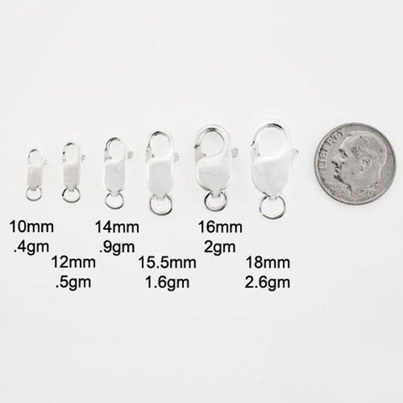 15.5mm Sterling Silver Lobster Clasp, .925 Silver Lobster Claw