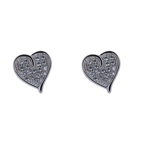 Sterling Silver, Pave CZ Heart, 8mm Heart Studs, Pave Cubic Zirconias, 925, Mini Stud Hearts, Post Back Earrings, Gold Heart Studs, E68002