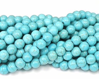 10mm round Beads, Turquoise Magnesite Beads, Howlite round beads, Turquoise Blue beads for Jewelry Design, Wholesale Beads