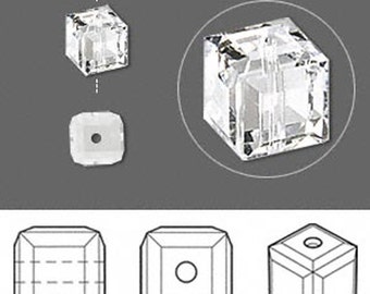 5601 Swarovski Crystal Cube -6 mm - Crystal Clear -10 PCS -Vintage swarovski Cubes -Wholesale Pricing - Low Prices, Ships From USA quickly !