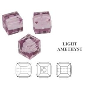 5601 Swarovski Crystal Cube Bead, 4mm, Light Amethyst, 24 PCS - Vintage Swarovski Cube, Square Crystal Bead, Genuine Swarovski