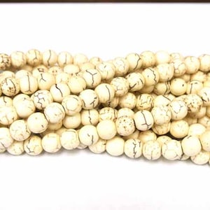 8mm round Beads, White Magnesite Beads, Howlite round beads, White / Cream beads for Jewelry Design, Wholesale Bead image 1