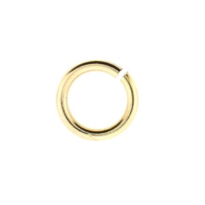 May include: A gold jump ring, a small circular ring used for connecting jewelry pieces.