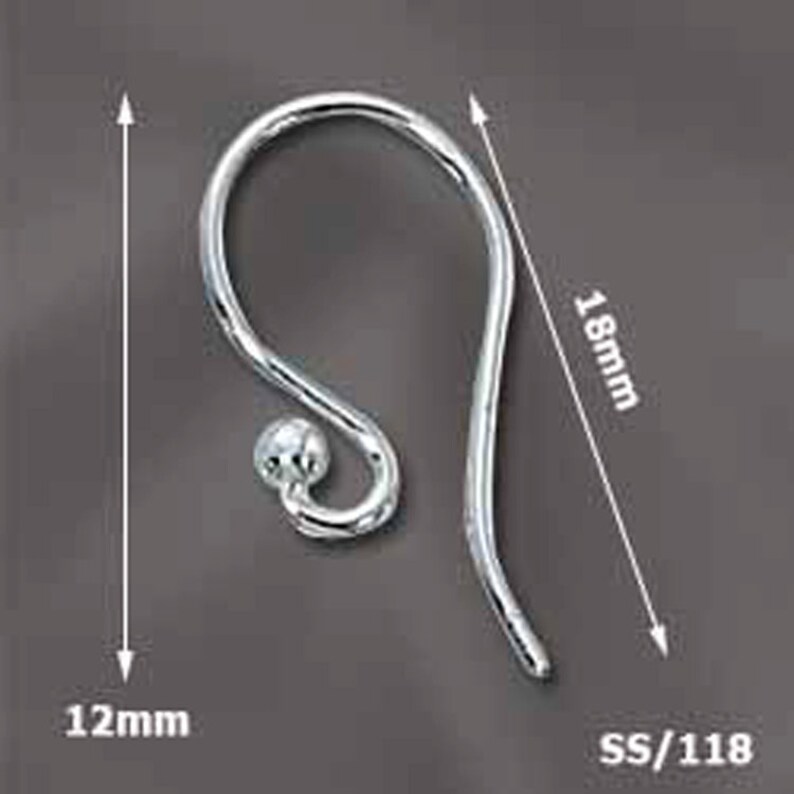 Sterling Silver Ear Wires Silver Earring Findings Ball End Etsy