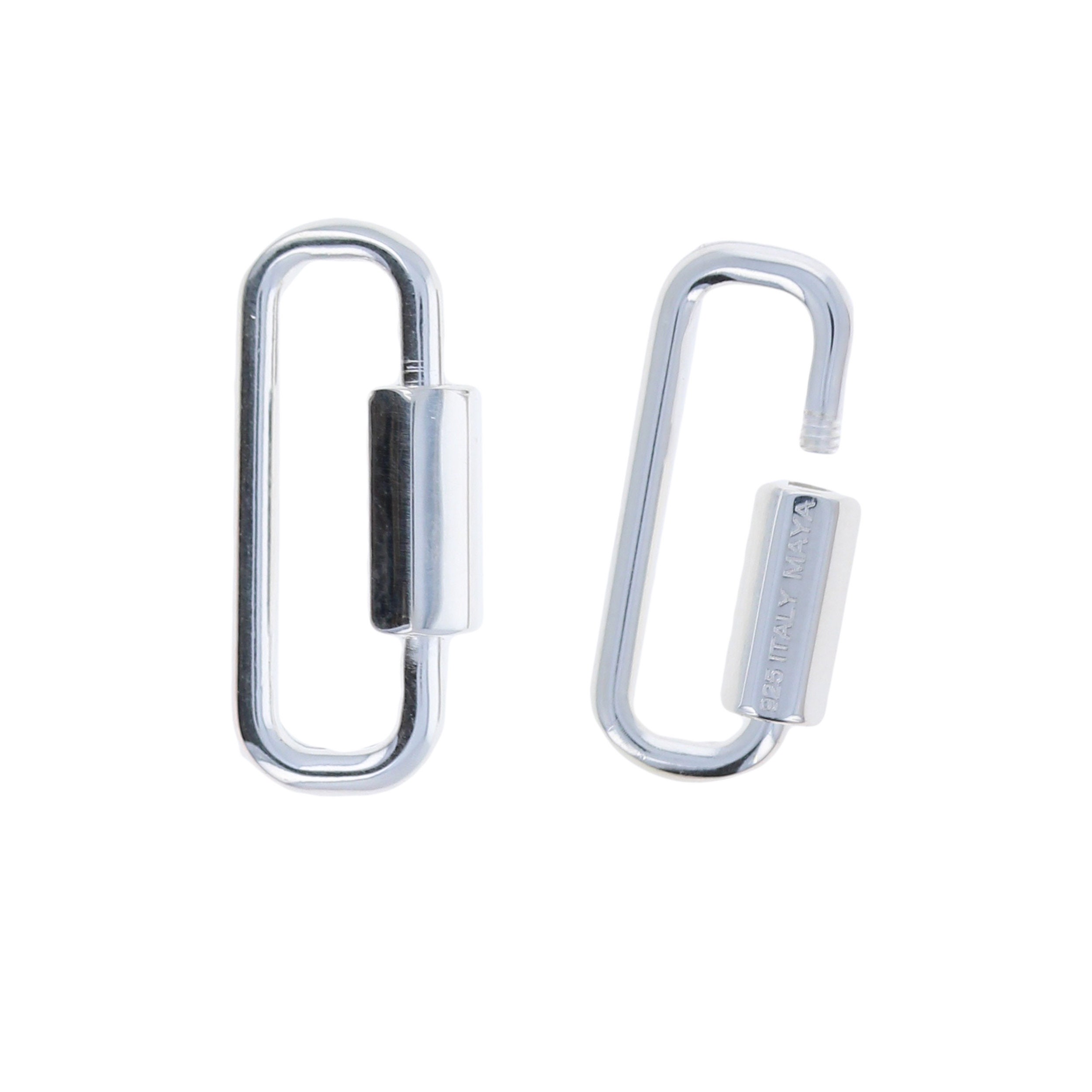 Silver Carabiner Clasp, Sterling Silver 925, Jewelry Clasp and