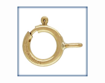 6mm 14K Gold Filled Ring Clasp, Gold Filled Spring ring Clasp, Gold Spring ring Clasps, 10 PCS, Closed Ring, wholesale gold Clasps