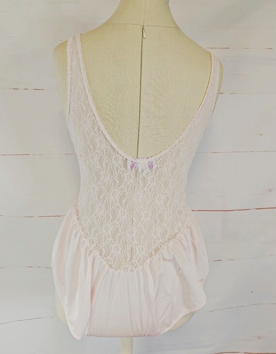 Vintage Gloria Vanderbilt Pink Lace Ruffle Teddy … - image 2