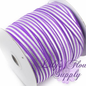 Fold Over Elastic, FOE, Foldover Elastic, Elastic By Yard, FOE Elastic, 5/8 Elastic, Wholesale Elastic, Purple Silver Stripe Elastic