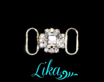 Rhinestone Connector -  Clear Rhinestone Connector - Silver Connector - Headband Connector - Bikini Connector - Supply - RC57