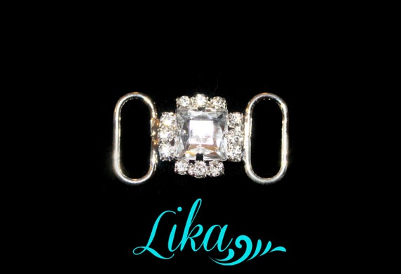 Rhinestone Connector -  Clear Rhinestone Connector - Silver Connector - Headband Connector - Bikini Connector - Supply - RC57