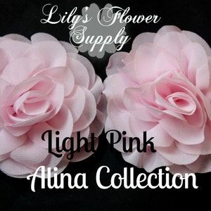 Light Pink Rose Chiffon Flowers - Wholesale Chiffon Flowers - Rosette Silk Chiffon - Flower for Headbands - Alina Collection
