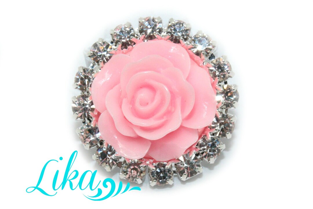 Light Pink Rhinestone Button Rose Rhinestone Flatback Rhinestone Button