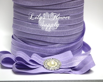 5 yards - Lavender FOE - 5/8 Fold Over Elastic - FOE - Lavender - Foldover Elastic - Elastic By Yard - Shiny Elastic - DIY - Headband