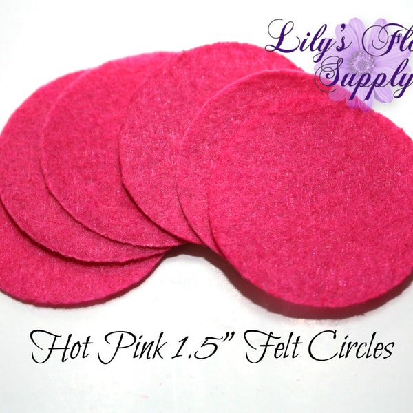 25 Hot Pink Felt Circles 1.5 Inches - Felt Circle - Extra Large Felt Circle - Die Cut Felt Circles - Felt Circles...Felt Circles - DIY