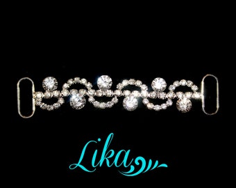 Rhinestone Connector - Clear Rhinestone Connector - Silver Connector - Headband Connector - Bikini Connector - Supply - RC14