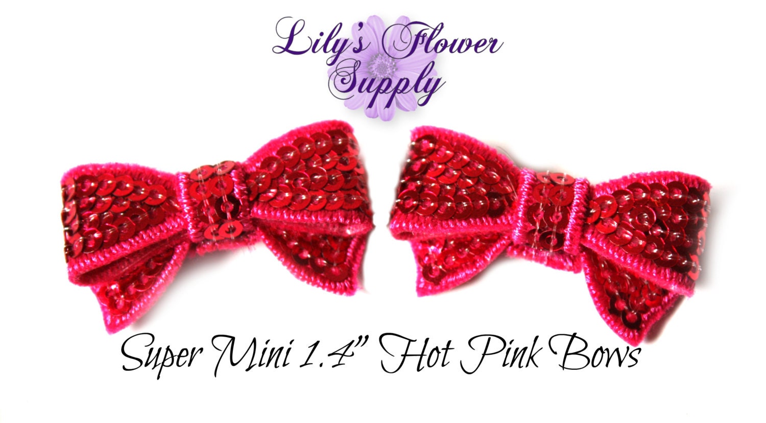 3 pieces hot pink 1.4" mini sequin bows DIY baby headband supplies 3 pieces hot pink 1.4" mini sequin bows DIY baby headband supplies