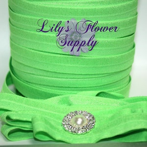 10 yards - Lime Green - 5/8 Fold Over Elastic - FOE - Foldover Elastic - Elastic By Yard - Green - Shiny Elastic - DIY - Headband