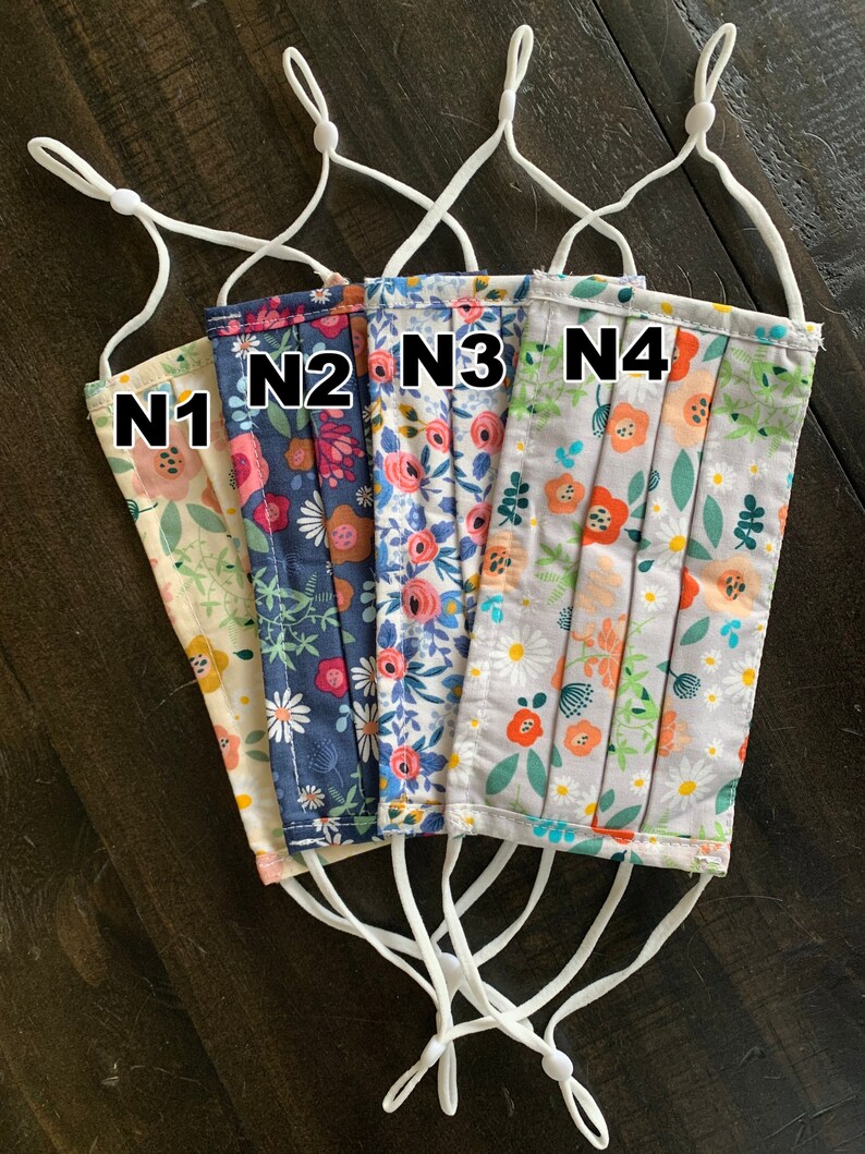 Face Mask With Nose Wire Adjustable Ear Loops Covering Fabric Etsy