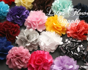 Mini Satin Mesh Flowers - 2 Inch Flower - Fabric Flower - Lace Flowers - Satin Flowers - Satin Rose - Petite Flower - Wholesale flowers