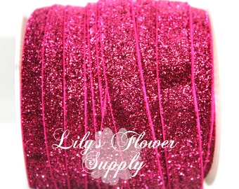 1cm 5/8" Glitter Velvet Shimmery Hair Elastic Gift Ribbon 3/8" 1.5cm 