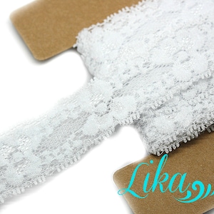 Stretch White Lace - 1 Inch Stretch Lace by  Yard - Stretch Lace - Lace for Headbands - Wholesale Headbands - 3, 5, or 10 Yards