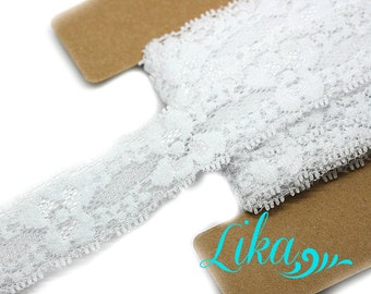 Stretch White Lace - 1 Inch Stretch Lace by  Yard - Stretch Lace - Lace for Headbands - Wholesale Headbands - 3, 5, or 10 Yards