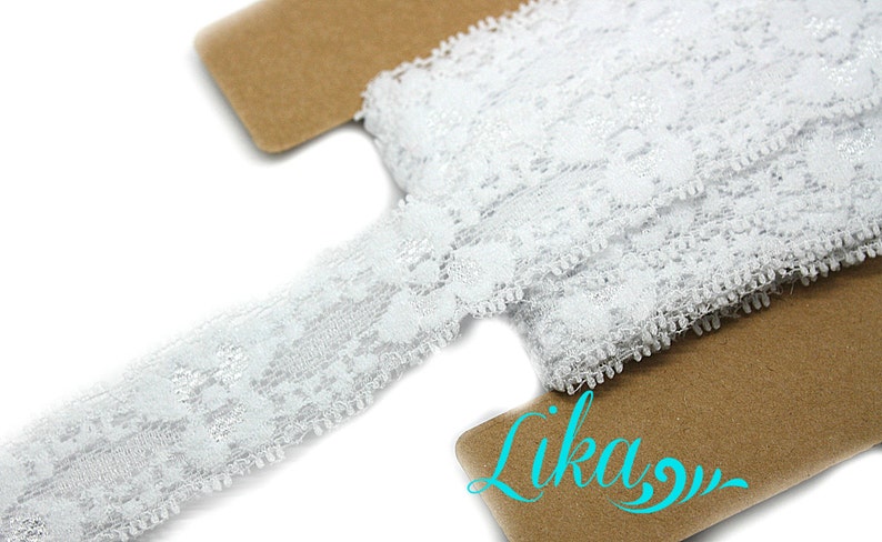 Stretch White Lace - 1 Inch Stretch Lace by the Yard - Stretch L Stretch White Lace - 1 Inch Stretch Lace by the Yard - Stretch L